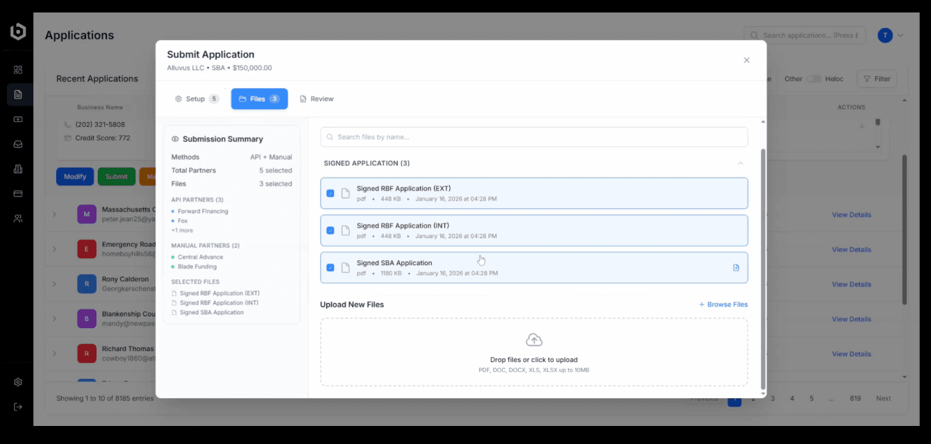 Submit Application — Files