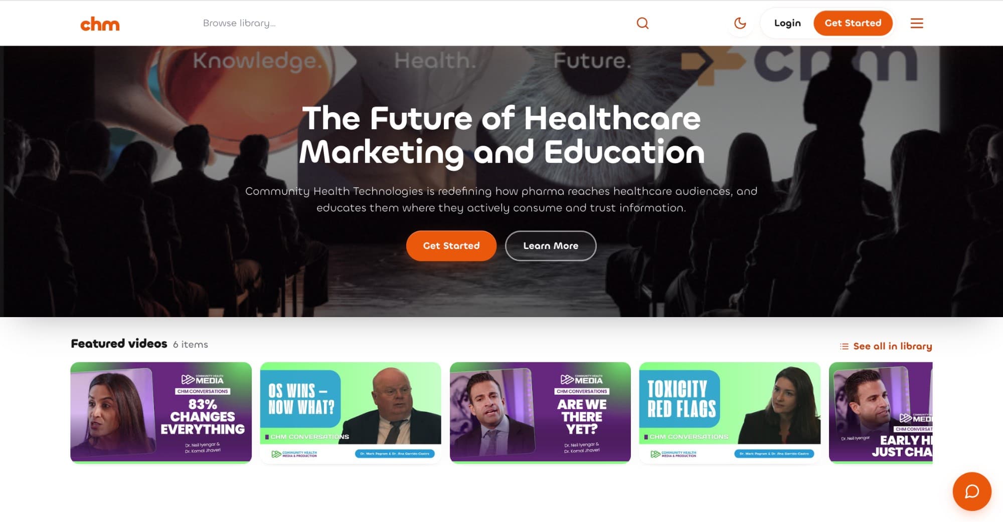 Community Health Technologies — marketing homepage hero and featured video section