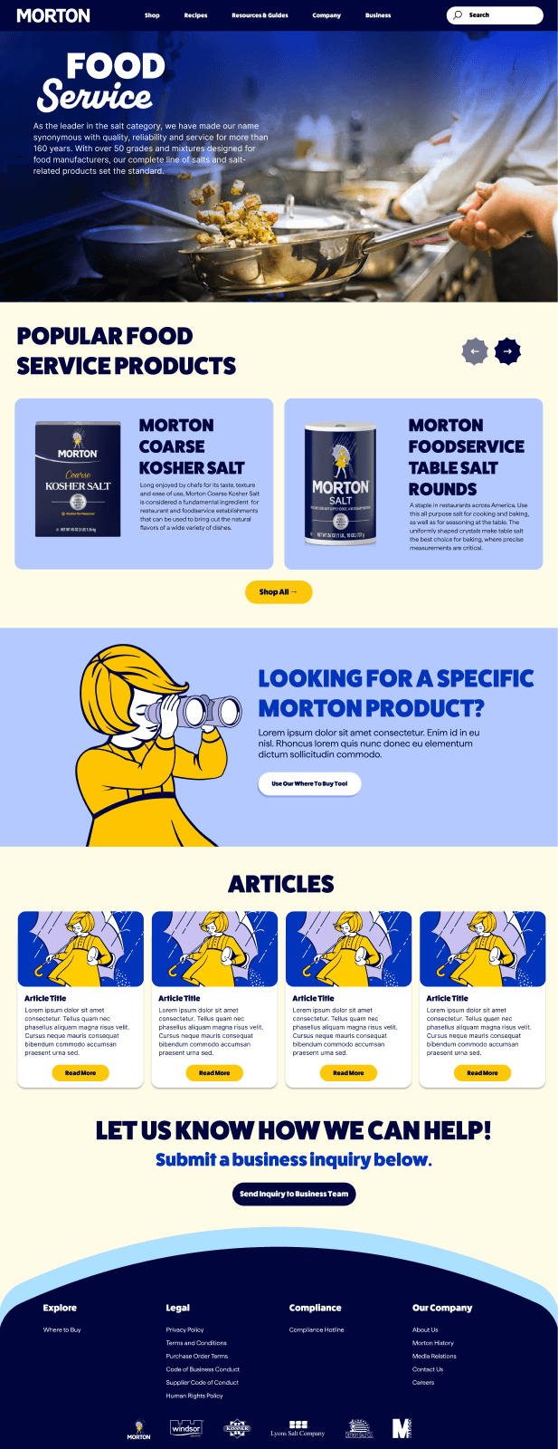 Food Service B2B landing page